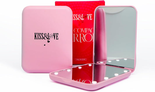Compact Mirror with Light - 1X/3X Magnification Lighted Travel Makeup Mirror